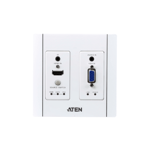 Transmisor HDBaseT | HDMI y VGA | Placa de Pared US / PoH (4K a 100 m) | (HDBaseT Class A) (PoH PD)