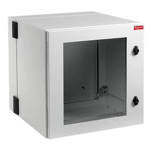 Gabinete Industrial ProTek de 8 UR Puerta con Ventana de 434 x 600 x 380 mm, Protección NEMA Tipo 12; IP55; IK10, Abatible, Fabricado en Acero, Color Gris Claro