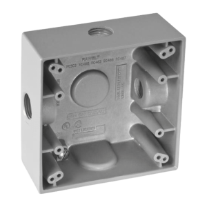 Caja Cuadra de 1/2" a Prueba de  Intemperie/ Cuenta con 3 salidas.