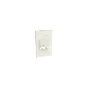 Placa de Pared Vertical Cl?sica, Salida Para 2 Puertos Mini-Com Inclinados, Con Espacios Para Etiquetas, Color Blanco