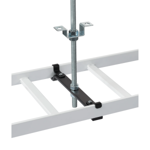 Kit de Soporte Central para escalerilla con Ajuste 12.00 pulgadas de Acero Color Negro / Incluye Varilla Roscada y Brackets / Para instalacion a Techo