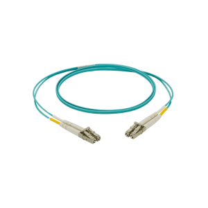 Jumper de Fibra Optica Multimodo 50/125 OM4, LC-LC Duplex, LSZH, Color Aqua, 2 Metros
