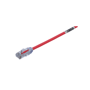 Cable de Parcheo UTP Cat6A, CM/LSZH, Di?metro Reducido (28AWG), Color Rojo, 1 Metro (3.28 Pies).