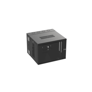 Gabinete PanZone de Montaje en Pared, de 19in, Puerta con Ventana de Seguridad, 9 UR, 635mm de Profundidad, Color Negro