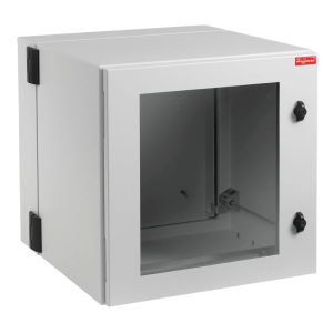Gabinete Industrial ProTek de 12 UR Puerta con Ventana de 612 x 600 x 610 mm, Protección NEMA Tipo 12; IP55; IK10, Abatible, Fabricado en Acero, Color Gris Claro