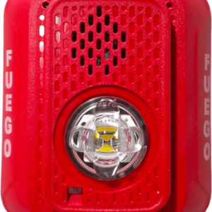 Sirena con Lampara LED Estroboscópica / 2 hilos / Montaje en Pared / Color Rojo / Configuración Estroboscópica Seleccionable