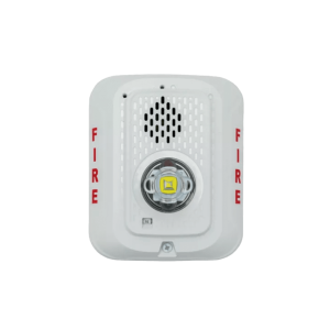 Sirena con Lámpara LED Estroboscópica / a 2 Hilos / Montaje en Pared / 24 Vcd / Configuración Estroboscópica Seleccionable / Texto en Inglés / Color Blanca