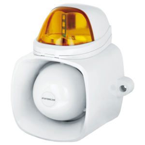 Sirena / Luz Estroboscópica Autónoma / Color Ambar 4 en 1 / IP65 / Uso Interior y Exterior / 12 Vcd / Múltiples Tipos de Notificación / Estroboscópica, de Sirena o de Audio /