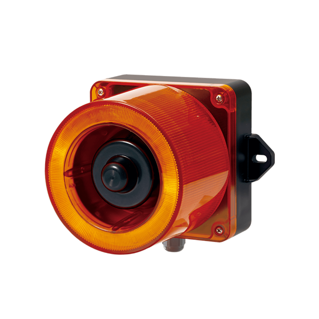 Combinacion de baliza LED color Ámbar y sirena electrónica de 31 tonos resistente a la intemperie de volumen máx. 123 dB a 110-220 VCA