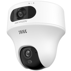 Turret PT  IP de doble lente de 6 Megapixel / Lente 2.8 mm / Dual Light (20 mts IR + 15 mts Luz Blanca) / Wi-Fi / IP54 / dWDR  / H.265 / Audio Bidireccional (Micrófono y Bocina)