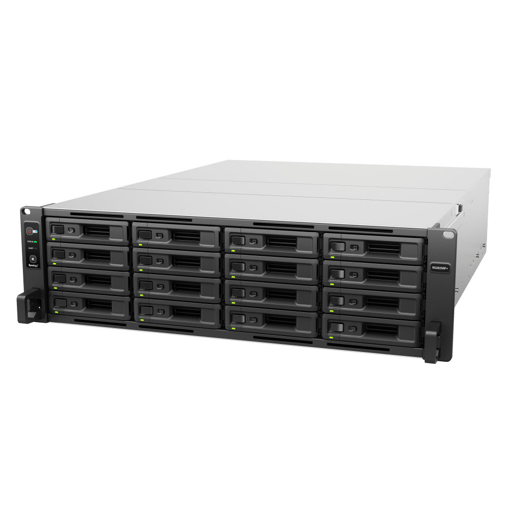 Servidor de Almacenamiento RackStation RS2825RP+ | 16 Bahías | 3U | Hasta 560 TB | Rendimiento 3,519/1,790 MB/s | Fuentes de Alimentación Duales | Expansión PCIe | Compatible con Virtualización y Vigilancia.