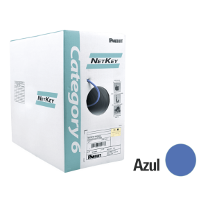 Bobina de Cable UTP 305 Metros (1000 Pies) de Cobre, NetKey, Azul, Categor?a 6 (24 AWG), 1000Mbps, Riser (CMR), de 4 Pares
