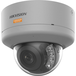[Dual Light + ColorVu] Domo IP 4 Megapixel / Lente 2.8 mm / Polimero Anticorrosivo (Ideal para Zonas Costeras o Alta Salinidad) / 40 Mts IR + 40 Mts Luz Blanca / 2 Micrófonos Integrados / WDR 130 dB / IP68 / IK10
