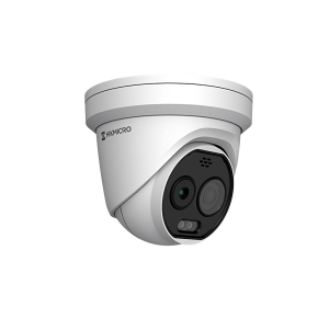 (Hikmicro) Turret IP Bi-espectral (Térmica + Óptica) / Sensor Térmico 256x192 / Sensor Óptico 5MP / Detección de Temperatura (-20°C a 650°C) / IA con Modelo GUANLAN / Luz Híbrida Inteligente / PoE / IP67