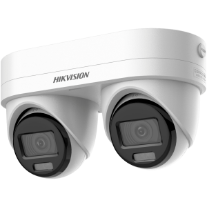 PanoVu Series / Lente Dual de 4 Megapixel / 2 Lentes Fijos de 2.8 mm / Recomendado para Pasillos o Esquinas / IP67 / IK10 / PoE / WDR 120 dB / 10 mts IR / Entrada y Salida de Audio y Alarma / MicroSD