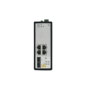 Switch Industrial No Gestionado PoE Gigabit / 4 Puertos RJ45 + 2 Puertos SFP Fibra / 120W PoE Budget / 30W por Puerto / -40°C a 75°C / Metal IP30 / Dual Power Input