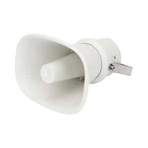Bocina (Altavoz IP ) | Tipo Trompeta | 25 Watts | 24VCD | Exterior IP67 | Metal | Entrada de alarma | Voceo en tiempo real | Calendarización de audios | Síntesis de Voz (TTS)