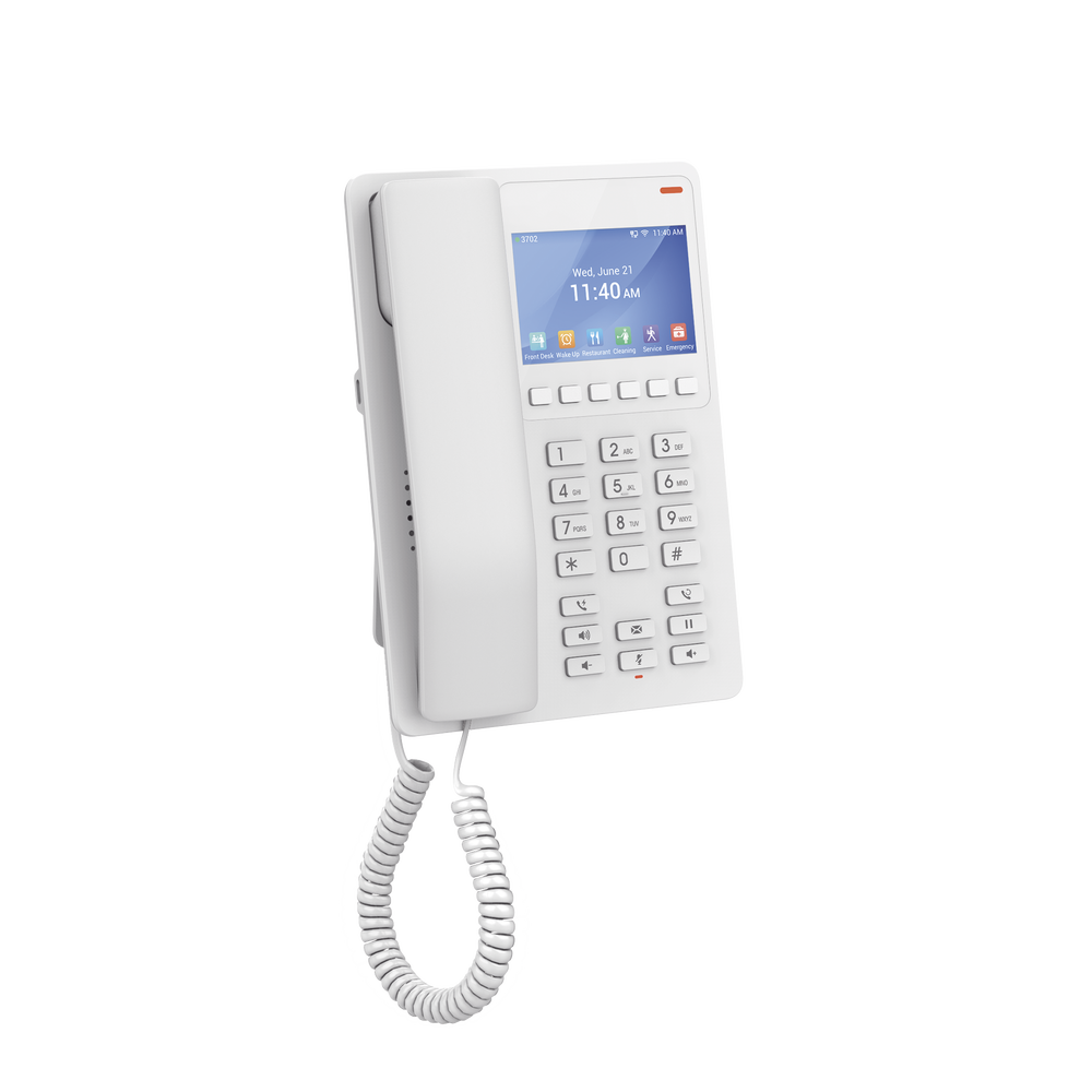 Teléfono IP Hotelero con pantalla LCD a color, 2 líneas SIP con 2 cuentas, codec Opus, IPV4/IPV6, color blanco, con gestión en la nube GDMS - Image 5
