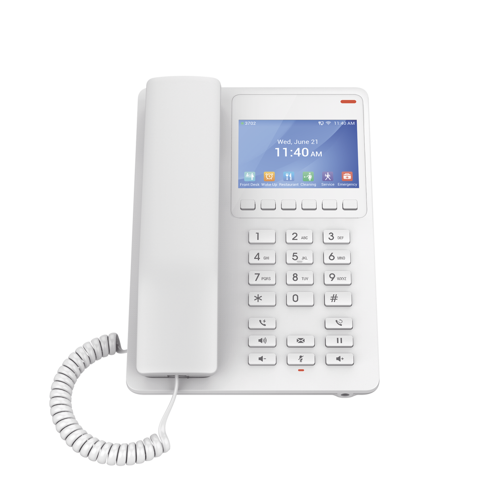 Teléfono IP Hotelero con pantalla LCD a color, 2 líneas SIP con 2 cuentas, codec Opus, IPV4/IPV6, color blanco, con gestión en la nube GDMS - Image 3