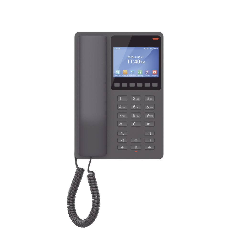 Teléfono IP Hotelero con pantalla LCD a color, 2 líneas SIP con 2 cuentas, codec Opus, IPV4/IPV6, color negro, con gestión en la nube GDMS - Image 5