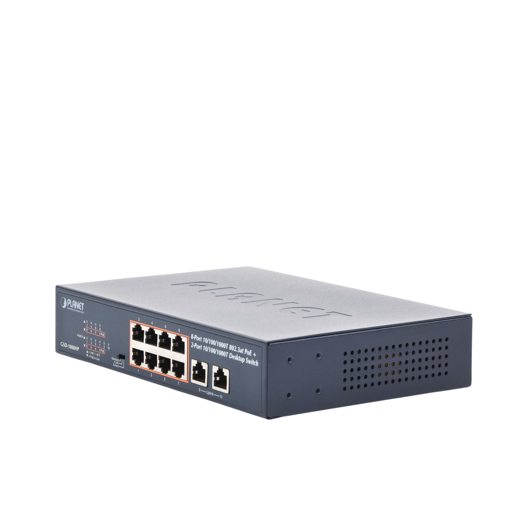 Switch de Escritorio No Administrable / 8 Puertos 10/100/1000T PoE+ 802.3at / 2 Puertos Uplink 10/100/1000T / Presupuesto PoE 120 Watts / Modos Estándar, VLAN y Extend / Distancia Extendida 250 mts / Rackeable - Image 7