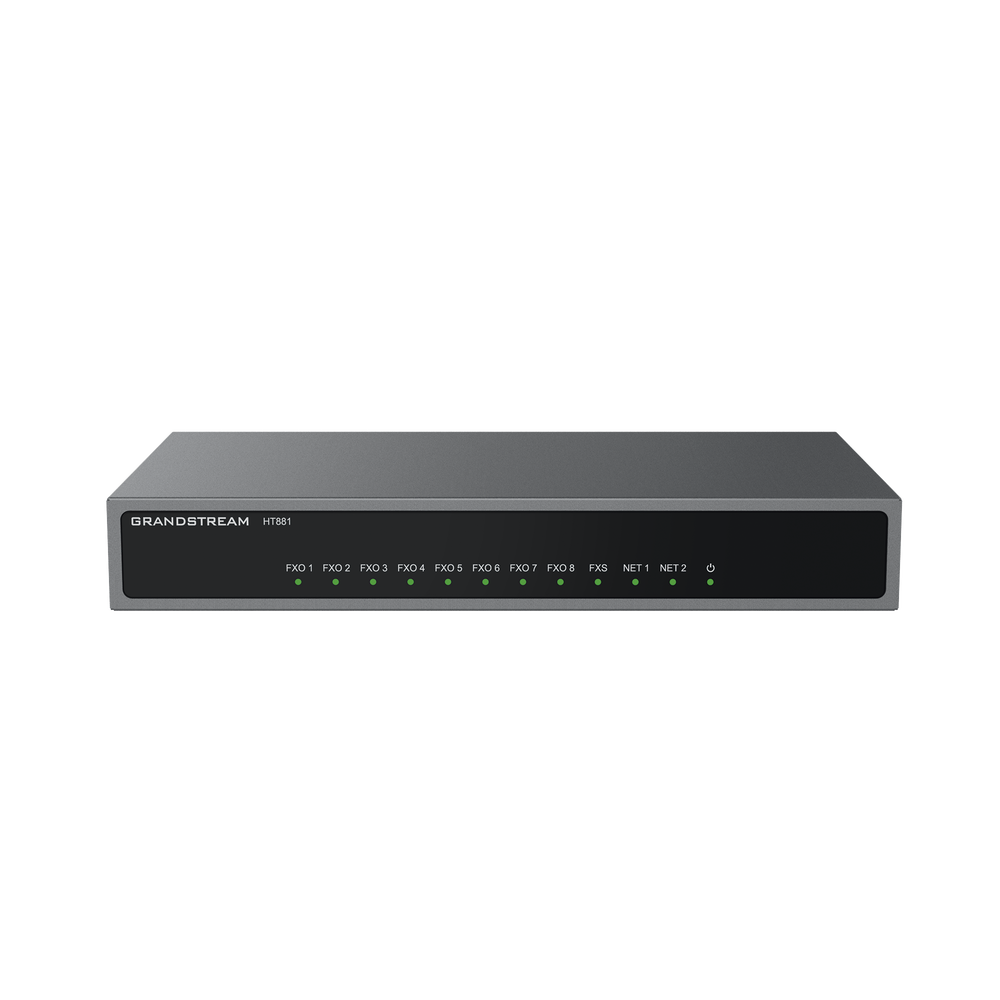 Gateway Analógico 8 FXO (Conectar Lineas Analógicas) / 3 Perfiles SIP / 1 Puerto FXS / NAT de Alto Rendimiento / Soporte Lifeline / Fax T.38 / Cifrado AES / Failover SIP / Conferencia de Voz 3 Vías