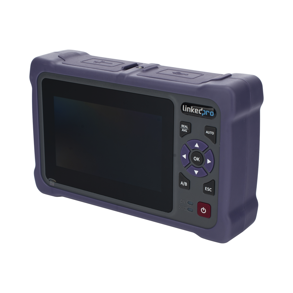 OTDR Touch para Pruebas en los Enlaces de Fibra Óptica Multimodo / Longitudes de onda 850nm y 1300nm / Función VFL 10mW / Función OPM / Función de Mapeo de cables de Red RJ45 / Recargable / Distancia de prueba de hasta 2
