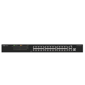 Switch PoE+ no Administrable, hasta 180 Watts Ideal para CCTV, 24 Puertos 10/100 PoE+, 2 Uplinks Gigabit (1 SFP COMBO)