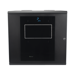 Gabinete Abatible de Pared (Con Marco Trasero) con Rack 19" de 12 Unidades. Ventana de Cristal Templado.