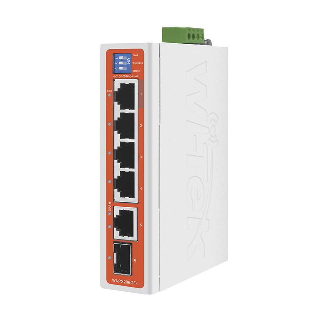 Switch Industrial / 4 Puertos 10/100 Mbps con PoE 802.3af/at / 2 Puertos Uplink Gigabit (1 Rj45 - 1 SFP) / PoE Hasta 250 m - Image 2