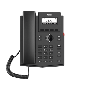 Teléfono IP empresarial para 2 lineas SIP con pantalla LCD, Puertos Gigabit, Códec Opus, conferencia de 6 vías, PoE.