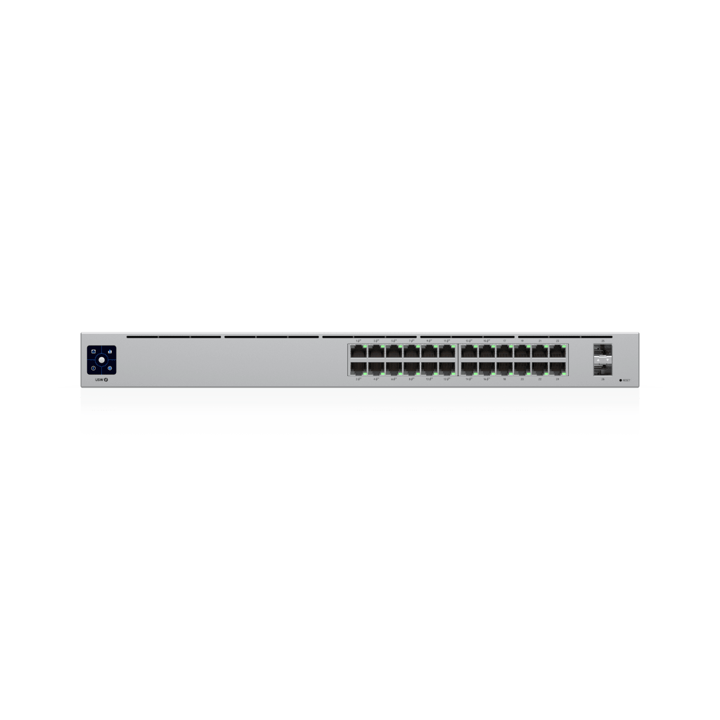 Switch UniFi Capa 2 / 24 Puertos Gigabit / 16 Puertos PoE+ 802.3af/at / 95W Total / 2 Puertos SFP 1G / Pantalla LCM / Sin Ventilador - Image 2