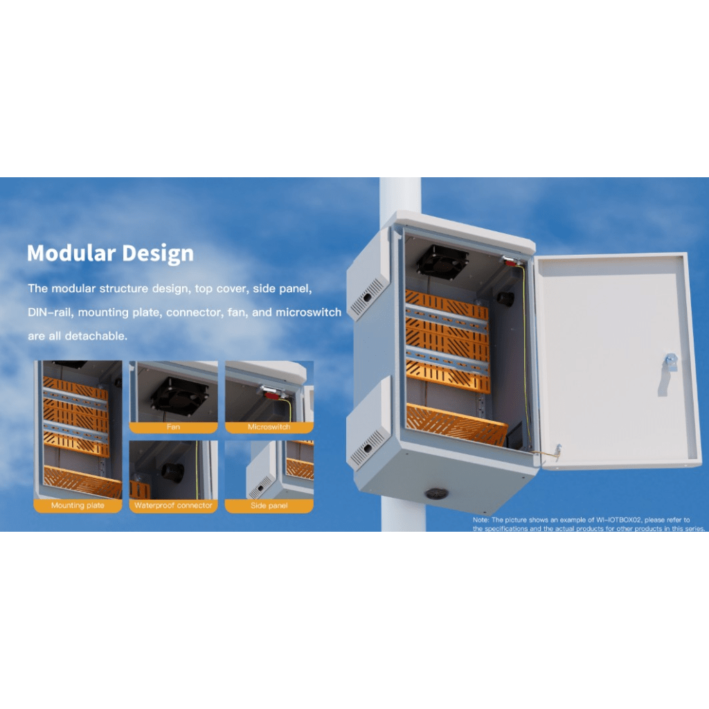Gabinete de Acero Ventilado para Exterior 180 x 340 x 160 mm con Rieles DIN y 4 Placas Laterales para Montaje de Equipos por Fuera - Image 8
