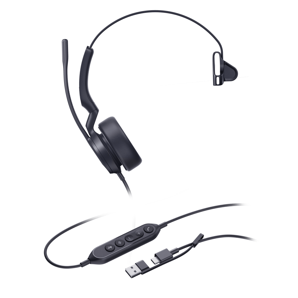 Diadema Cableada Profesional USB-C/A UH44 Mono de Yealink con Cancelación de Ruido por IA y Control de Llamadas Integrado - Image 2