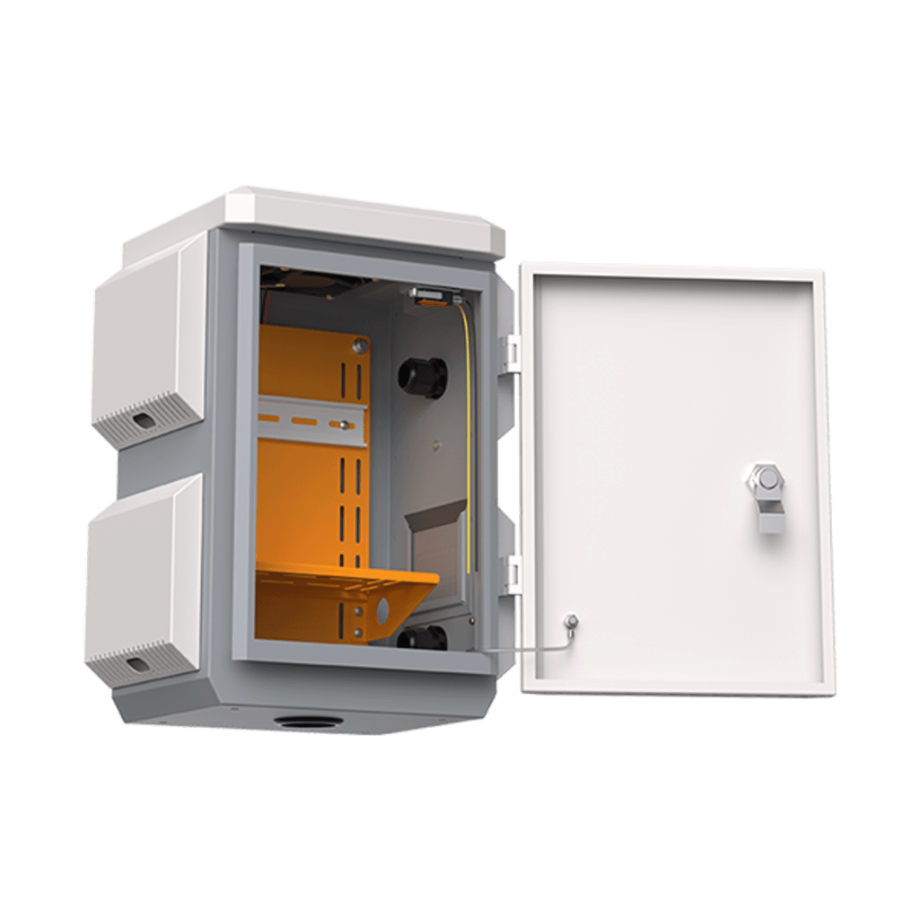 Gabinete de Acero Ventilado para Exterior 180 x 340 x 160 mm con Rieles DIN y 4 Placas Laterales para Montaje de Equipos por Fuera - Image 4