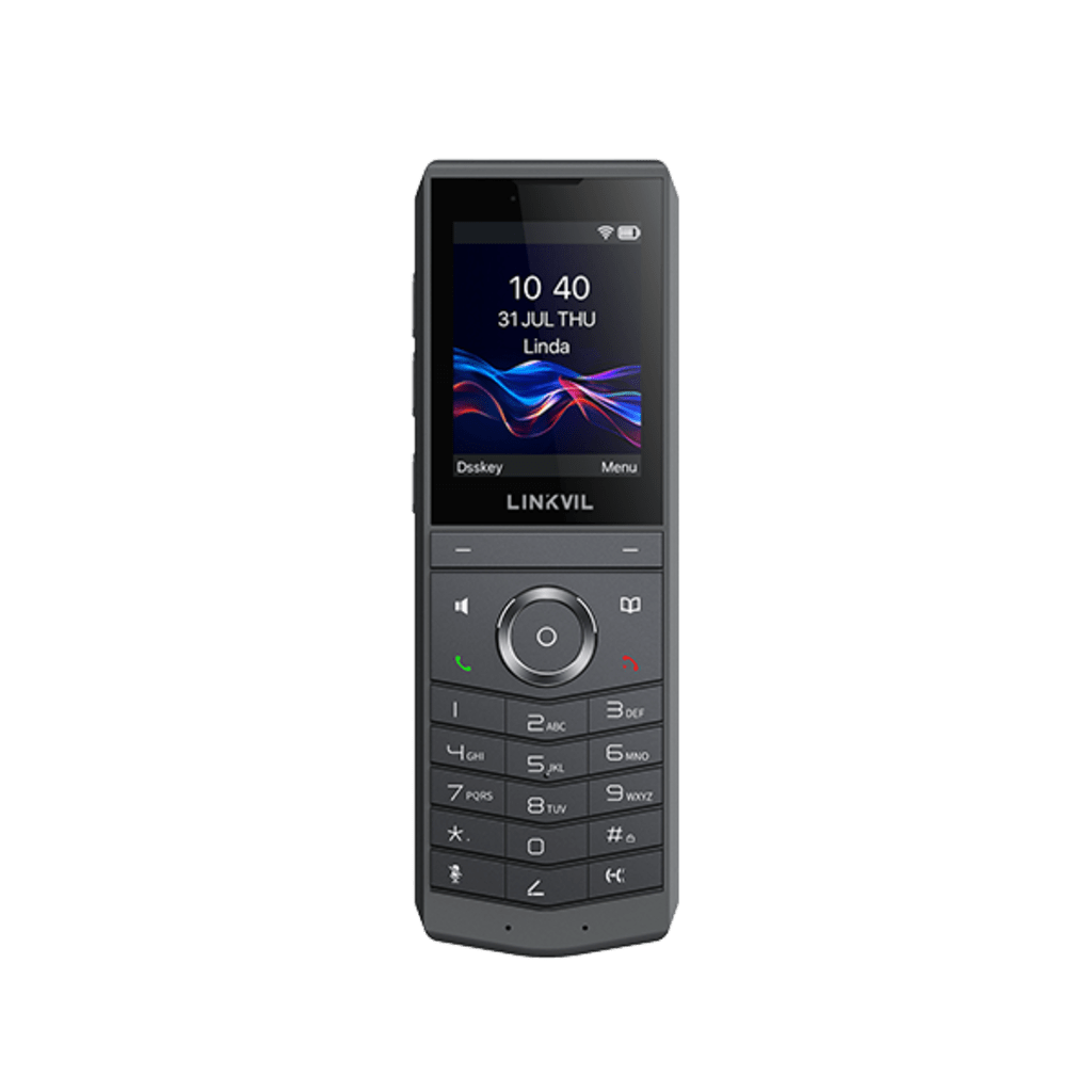 Teléfono IP Wi-Fi Portátil / Pantalla Color 2.4" 240x320 / Wi-Fi 6 Dual-Banda / Bluetooth 5.0 / Batería 3000mAh 13h Talk / Video H.264 4CIF / Resistencia Caídas 1.8m (5.9 ft) / Conferencia 6 Vías / USB Type-C