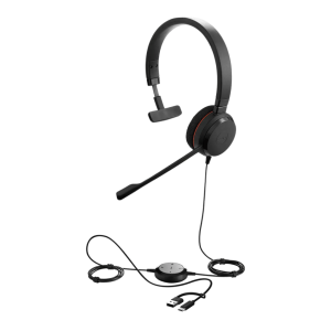 Jabra Evolve 20 Mono con Conexión USB C/A, Micrófono con Cancelación de Ruido de Ultima Generación, Configuración Plug and Play, Certificación Microsoft Teams (4993-823-169)