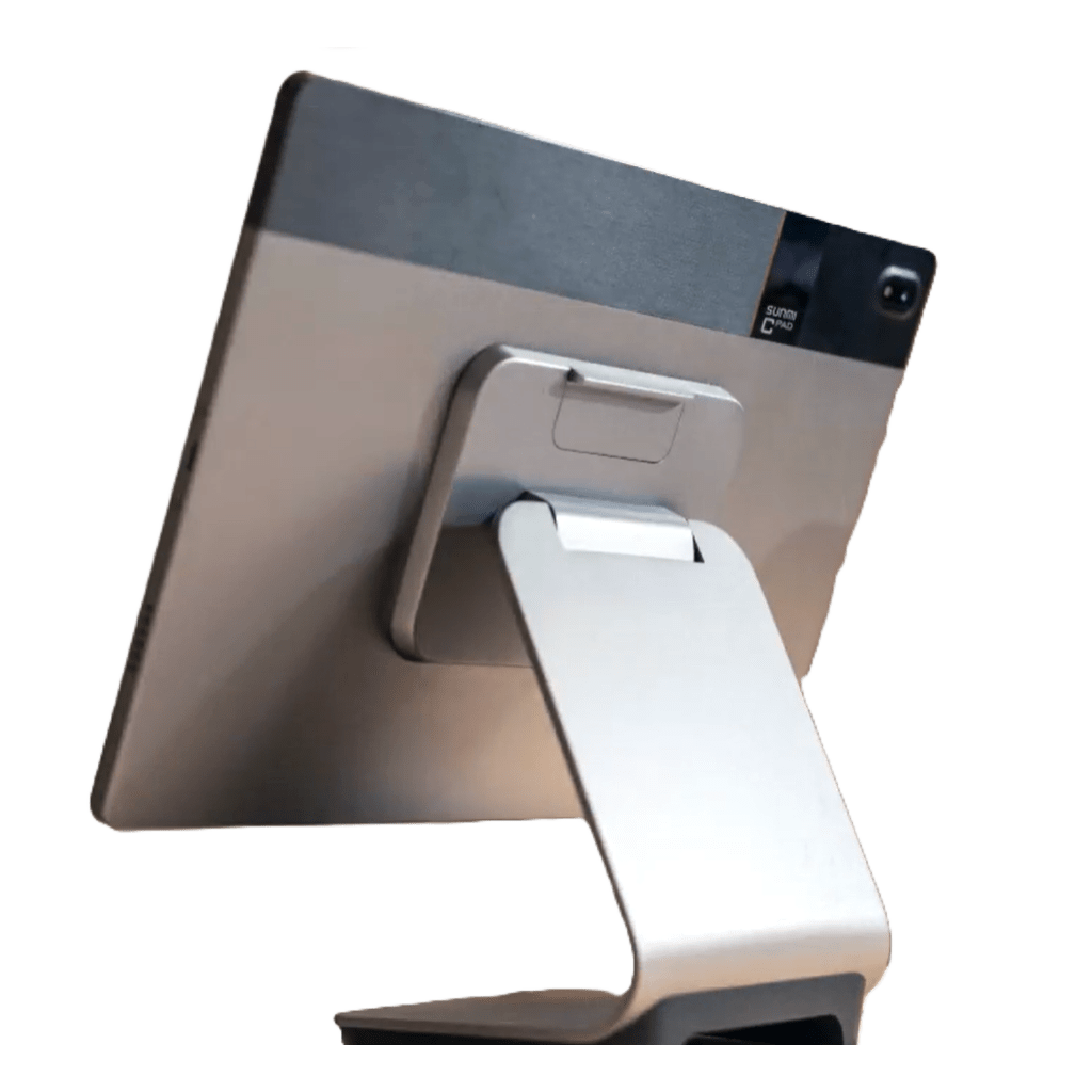 Base de Escritorio SUNMI CPad / Quick Lock / Giro 145° / Alimentación Inversa Periféricos / Compatible 3 Tamaños / Conectividad POGO + USB-C + USB-A x2