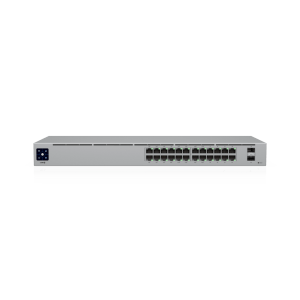 Switch UniFi Capa 2 / 24 Puertos Gigabit / 16 Puertos PoE+ 802.3af/at / 95W Total / 2 Puertos SFP 1G / Pantalla LCM / Sin Ventilador