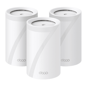 KIT 3 Routers Inalámbrico MESH Interior para Hogar / Triple Banda Wi-Fi 7 BE9300 Mbps / 2 Puerto 2.5 Gigabit WAN/LAN / 4 Antenas Internas / Operación Multi-Link MLO / Administración Mediante la App Deco (iOS, Android) / HomeShield