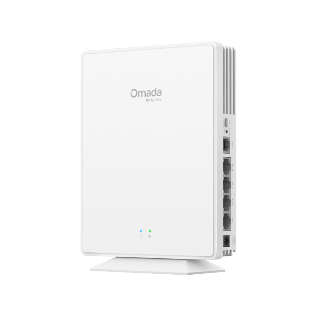 Access Point Wi-Fi 6 GPON Desktop / AX1800 1.8 Gbps / 4 Puertos Gigabit + 1 FXS / Gestión Omada Unificada / Cobertura 140 m² (1500 ft²) / Hasta 120 Clientes / MU-MIMO 2x2 / OFDMA