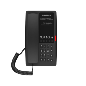 Teléfono IP Hotelero Wi-Fi 6 / 2 Líneas SIP / Doble Banda 2.4/5 GHz / 5 Teclas Programables / Puerto USB-A / PoE 802.3af / Diseño Negro