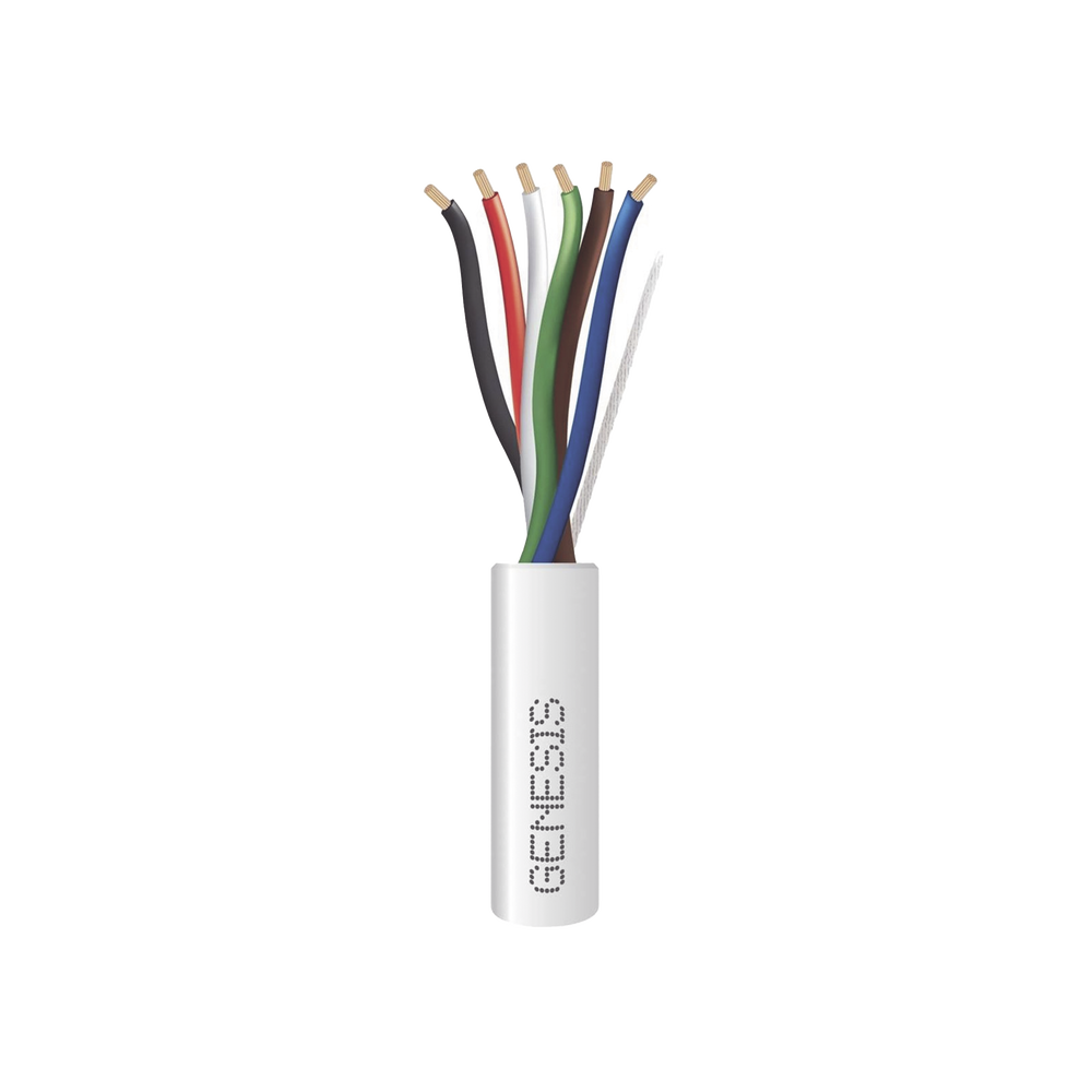Carrete de 305 Metros (1000 Pies) / Cable de Cobre / 6 x 18 AWG / Plenum / Para Interior / Color Blanco / Para Aplicaciones de Alarmas de Intrusión/Control de Acceso/ Automatización / Interfonos y Tv Porteros