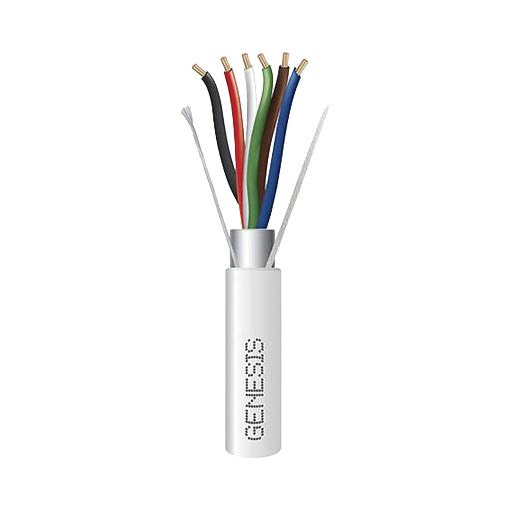 Carrete de 305 Metros (1000 Pies) / Cable de Cobre / 6 x 18 AWG / Plenum / Color Blanco / Blindado / Para Aplicaciones de Alarmas de Intrusión / Control de Acceso / Automatización / Interfonos y Tv Porteros
