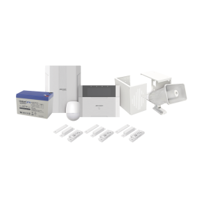 KIT Panel de Alarma AX HYBRID PRO / 1 Panel Híbrido / 1 Monitor LCD / 2 PIR / 3 Contactos Magnéticos / 1 Sirena / 1 Gabinete para Sirena / 1 Batería 12 vcc 7 Amp