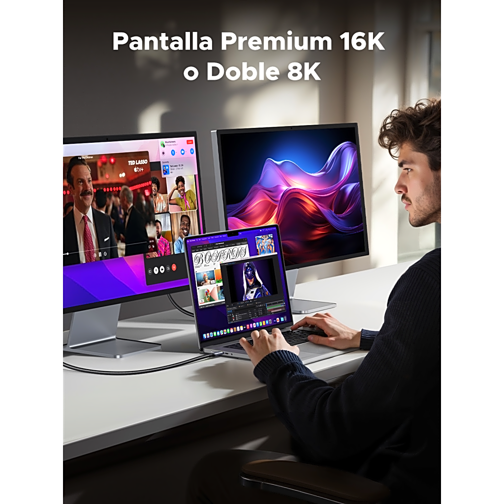 Cable USB-C Thunderbolt 5 / 80 Gbps Bidireccional / 120 Gbps Unidireccional / 1 m (3.28 ft) / 24 Pines / E-Marker IP2133H / 5A Máximo / Aluminio + Cobre Blindado - Image 2