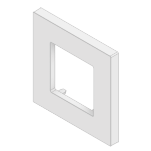 Embellecedor para Caja Europea / Dimensiones 84x84x8 mm Externas / ABS Antimicrobiano / Blanco con Efecto de Contraste / Colocación Fácil y Rápida