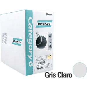 Bobina de Cable UTP de 305 Metros (1000 Pies) de Cobre, NetKey, Gris Claro, Categoría 6 (24 AWG), 1000Mbps, Riser (CMR), de 4 Pares
