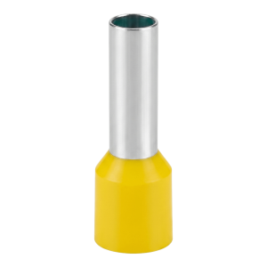 Conector Ferrule | 10AWG | 6mm²  | Conductor Latón Estañado  | Aislamiento PVC Amarillo | 25 Piezas por Bolsa