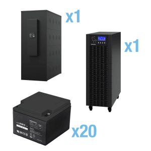 UPS Trifásico de 20 kVA/18 kW, Topología Online Doble Conversión, Voltaje de 208/220 Vca de L-L, Respaldo de 5 Minutos al 100% de Carga, Incluye Módulo y Banco de Baterías